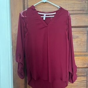 Xhilaration Burgundy Lace Accent Blouse
